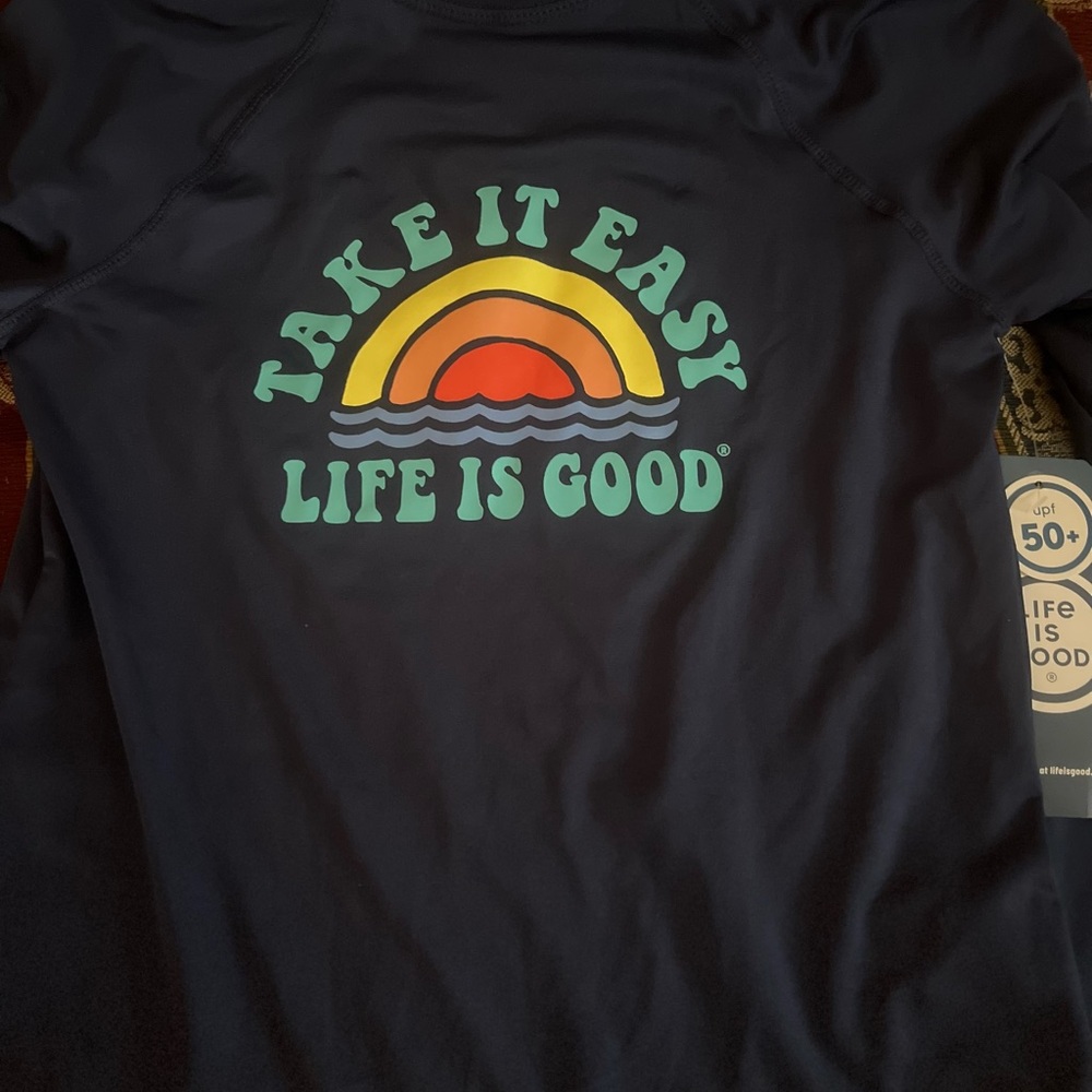Life is Good Rash Guard -runs small. Navy blue